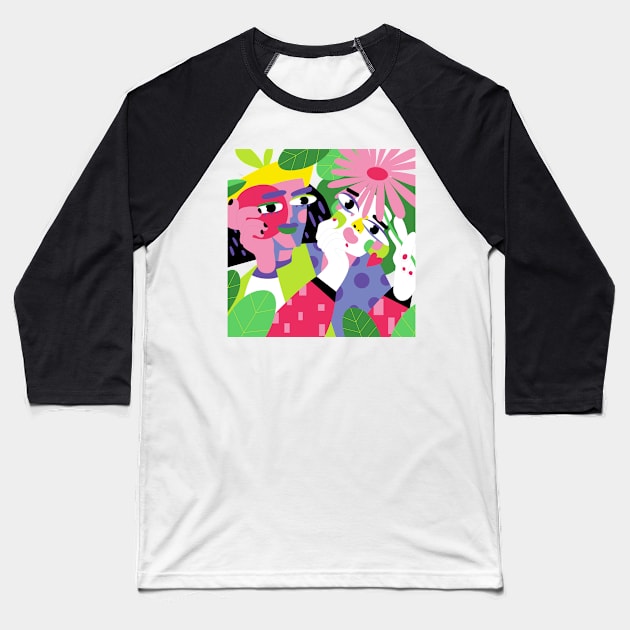 Bright color art flat Baseball T-Shirt by Mako Design 